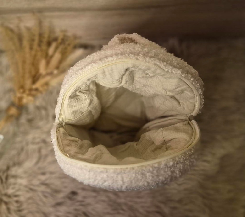Beige teddy rugzak met zakje