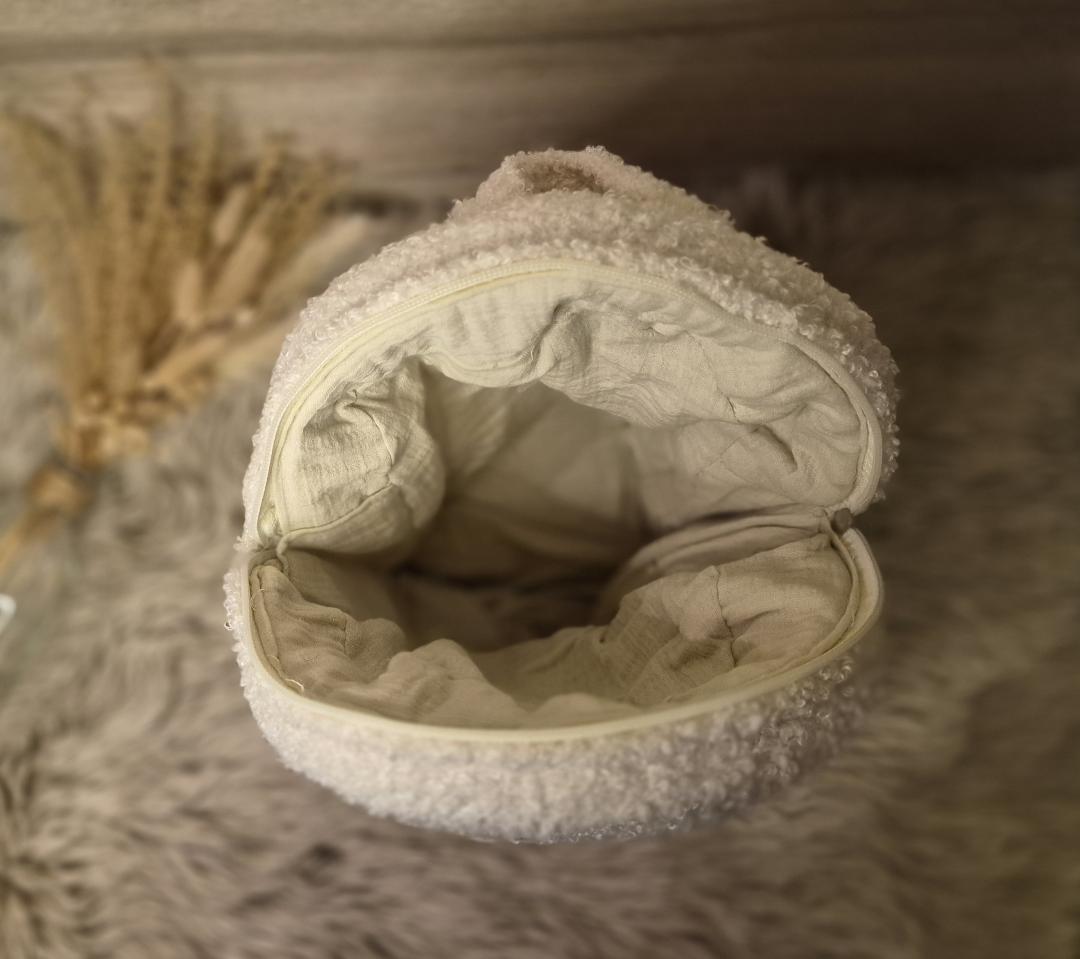 Beige teddy rugzak met zakje