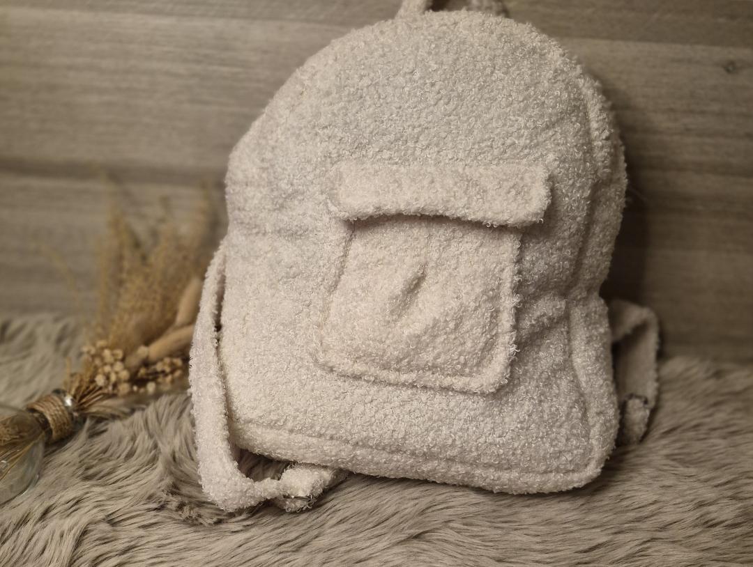 Beige teddy rugzak met zakje